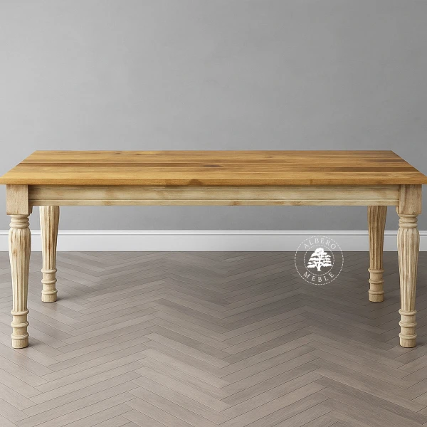 Bielony indyjski stół z litego drewna