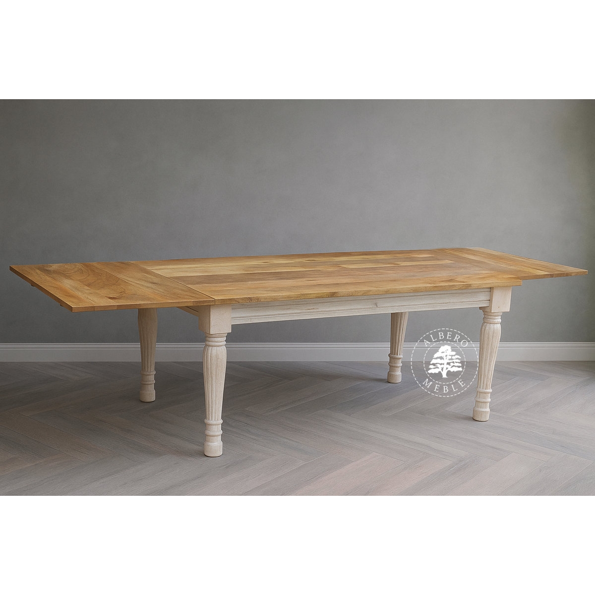 Bielony indyjski stół z litego drewna