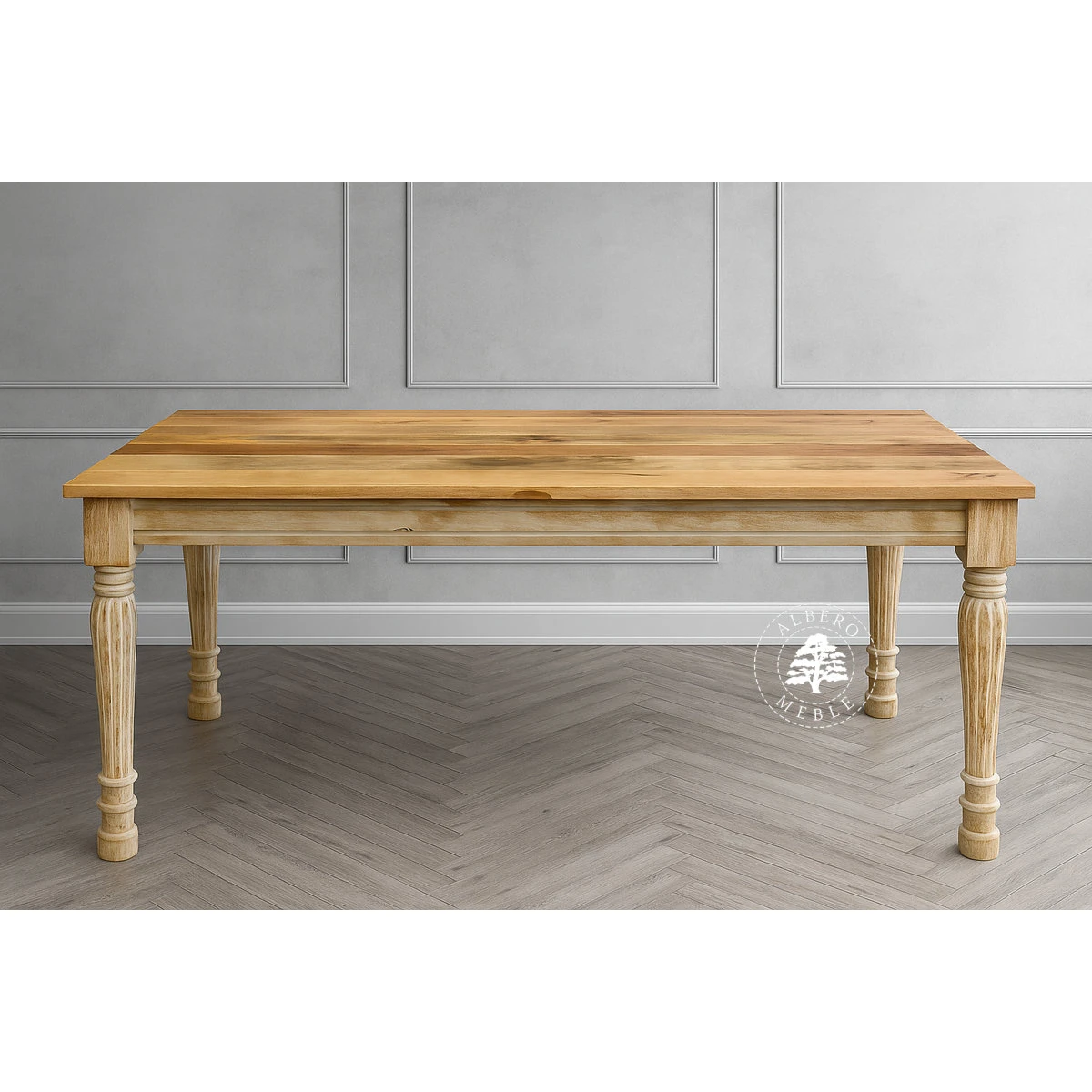 Bielony indyjski stół z litego drewna