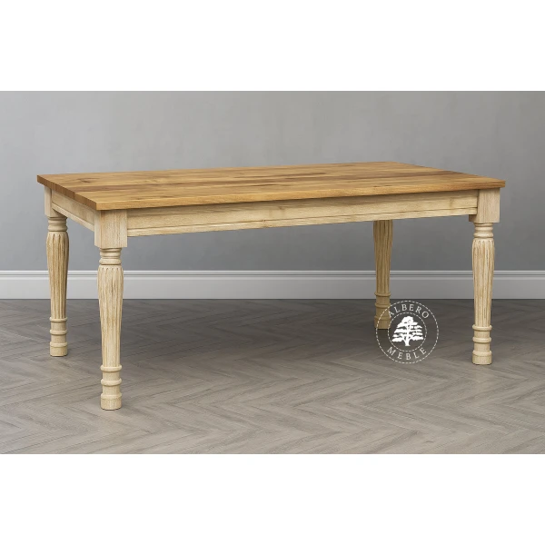 Bielony indyjski stół z litego drewna