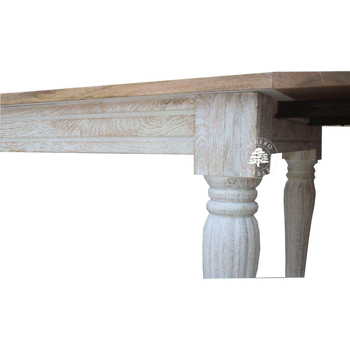 Bielony indyjski stół z litego drewna