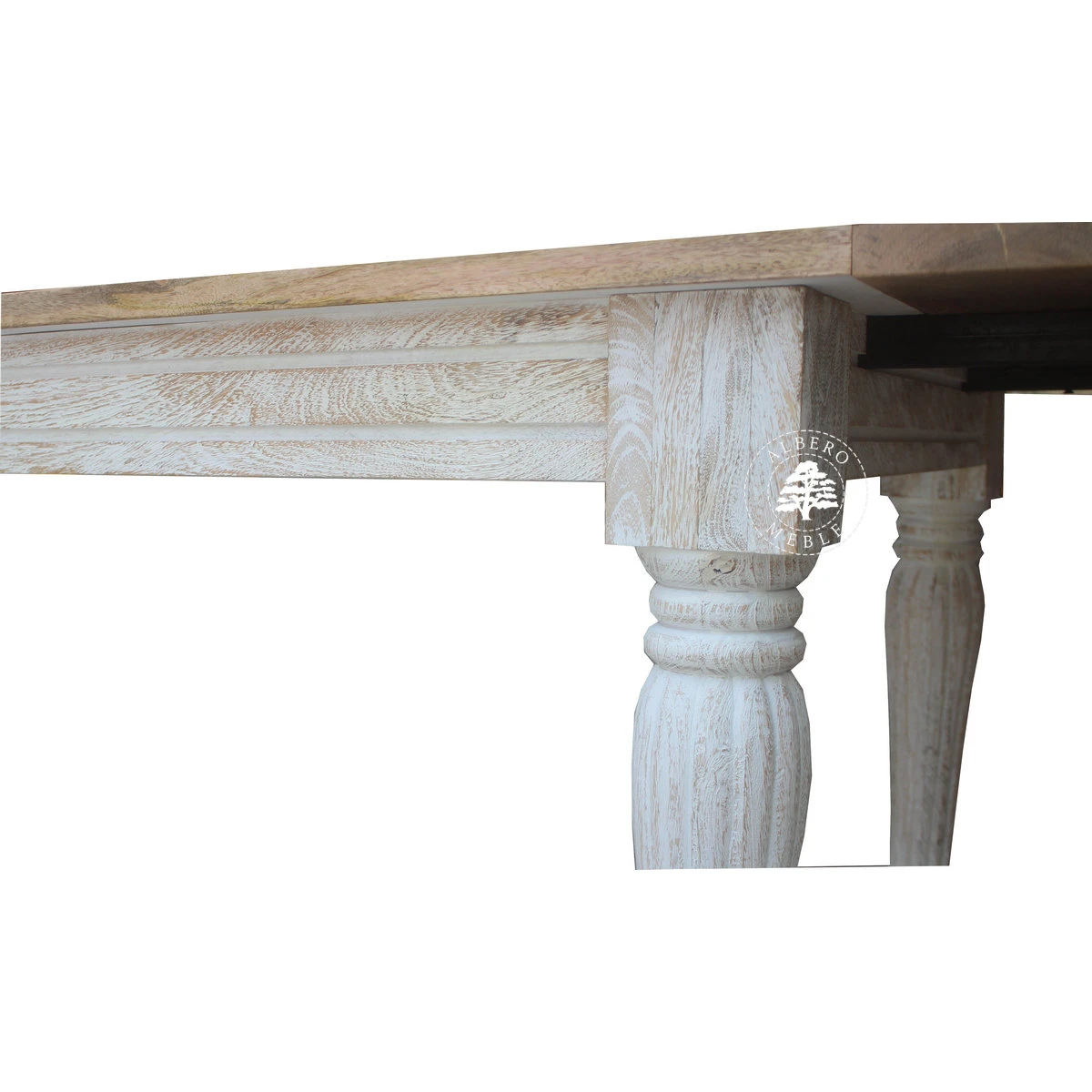 Bielony indyjski stół z litego drewna