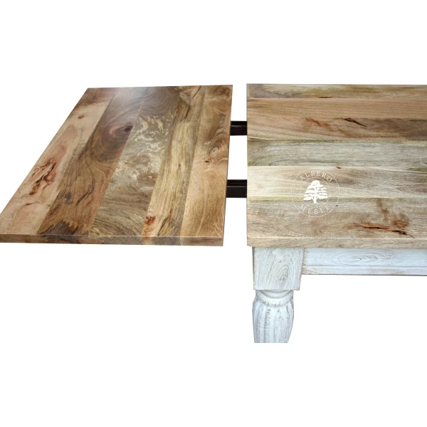 Bielony indyjski stół z litego drewna