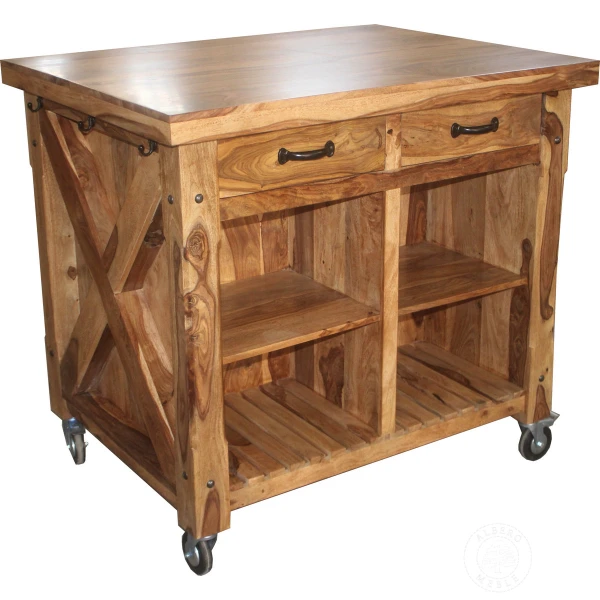 Wolnostojąca wyspa do kuchni z jasnego drewna