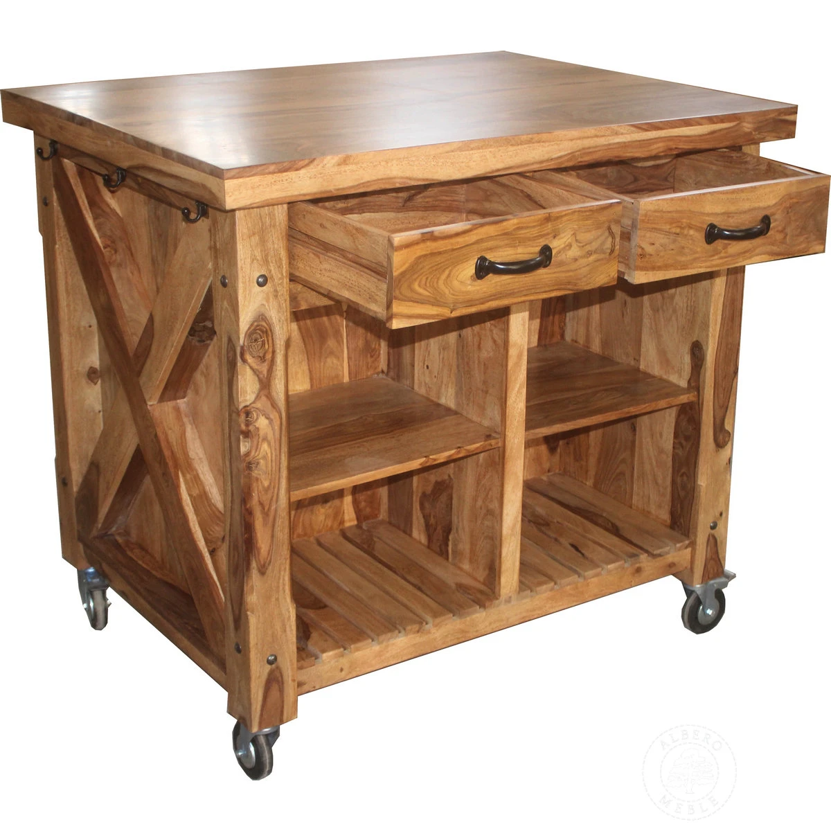 Wolnostojąca wyspa do kuchni z jasnego drewna