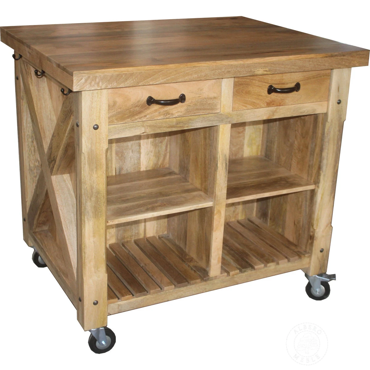 Wolnostojąca wyspa do kuchni z jasnego drewna