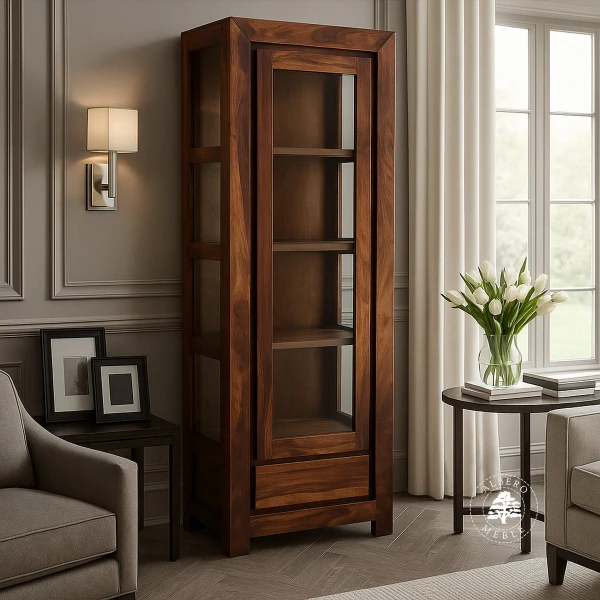 Pojedyncza drewniana witryna Goa przeszklona z trzech stron