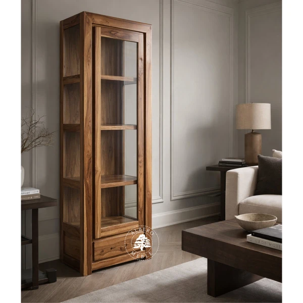 Pojedyncza drewniana witryna Goa przeszklona z trzech stron