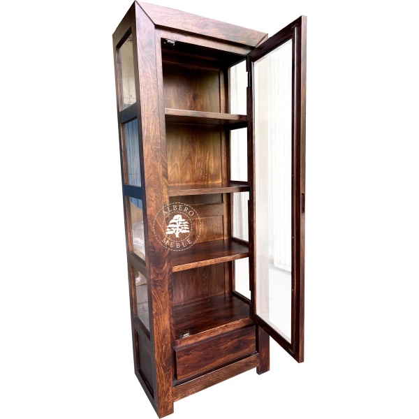 Pojedyncza drewniana witryna Goa przeszklona z trzech stron