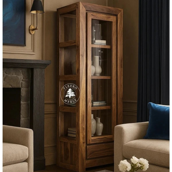 Pojedyncza drewniana witryna Goa przeszklona z trzech stron