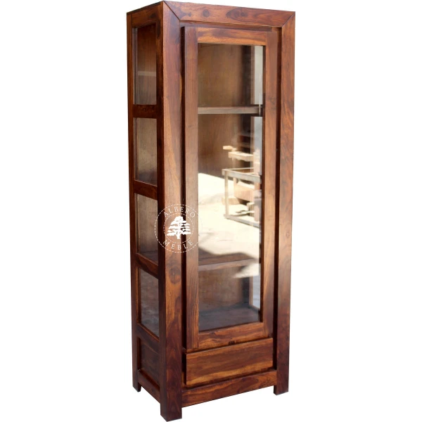 Pojedyncza drewniana witryna Goa przeszklona z trzech stron