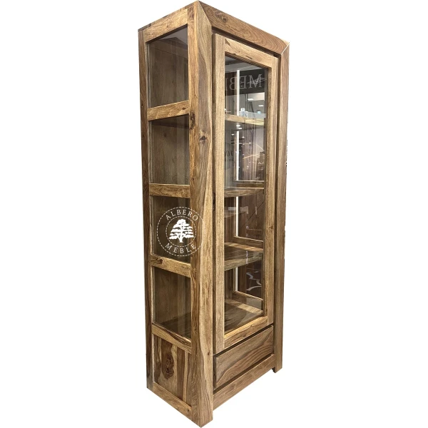 Pojedyncza drewniana witryna Goa przeszklona z trzech stron