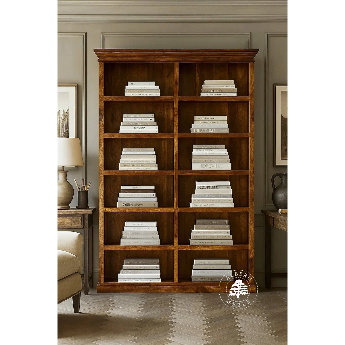 Duży Regał Kolonialny z Drewna Palisandru