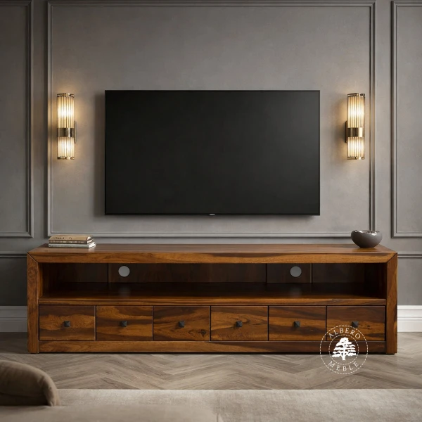 Komoda drewniana RTV z szufladami