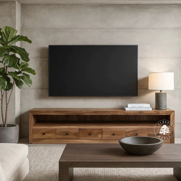 Komoda drewniana RTV z szufladami