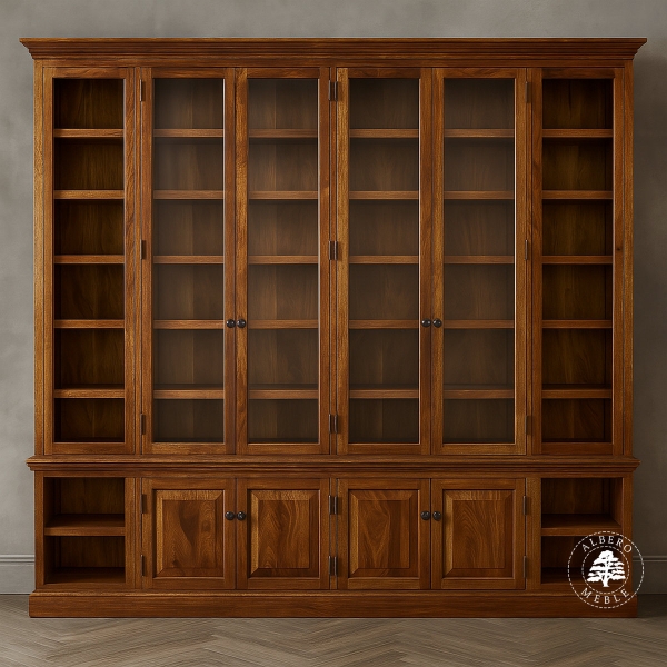 Klasyczna biblioteka z litego drewna