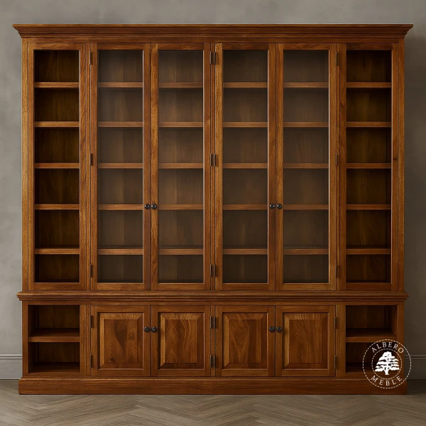 Klasyczna biblioteka z litego drewna