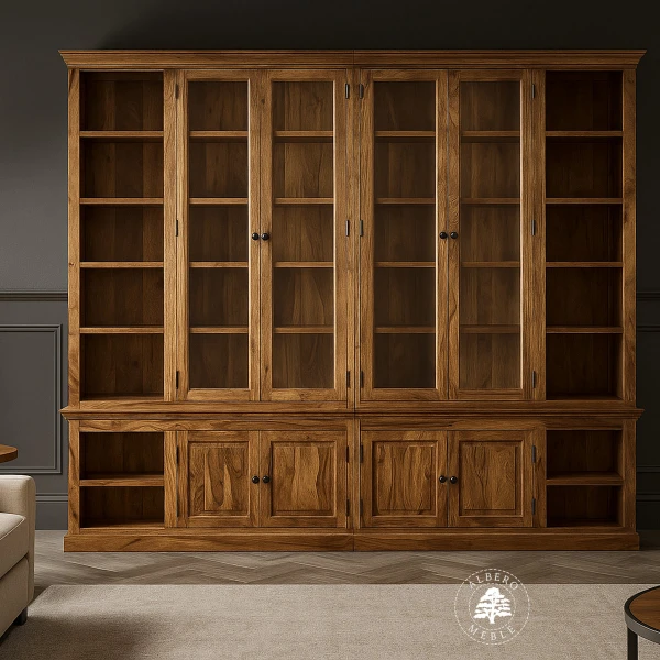 Klasyczna biblioteka z litego drewna