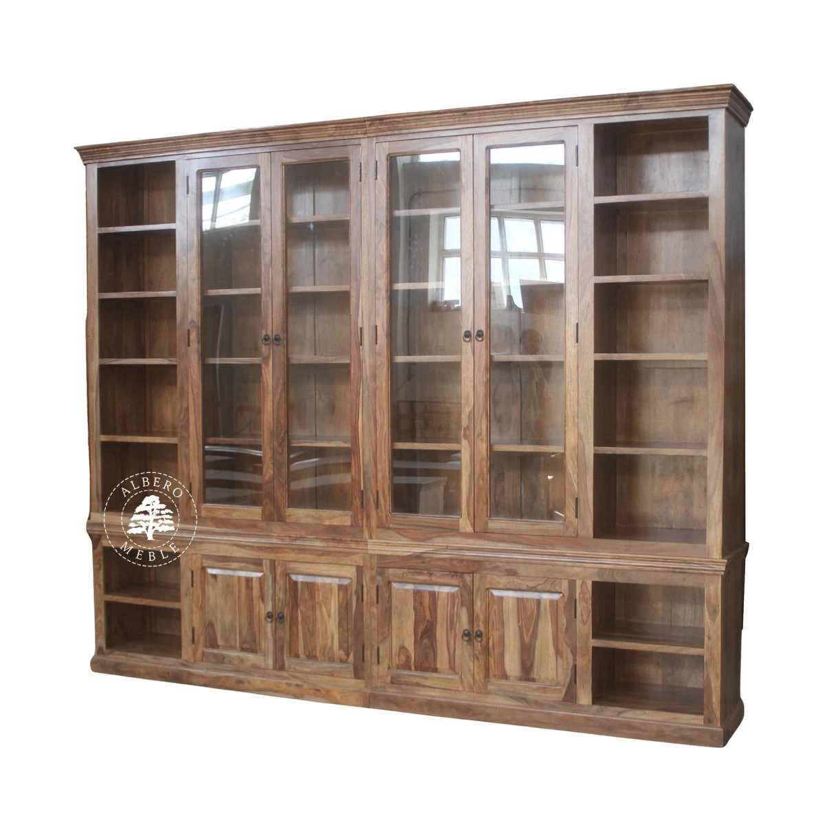 Klasyczna biblioteka z litego drewna