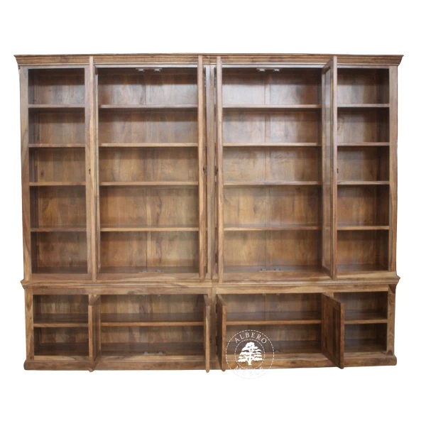 Klasyczna biblioteka z litego drewna