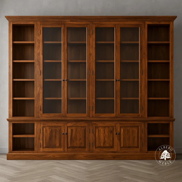 Klasyczna biblioteka z litego drewna