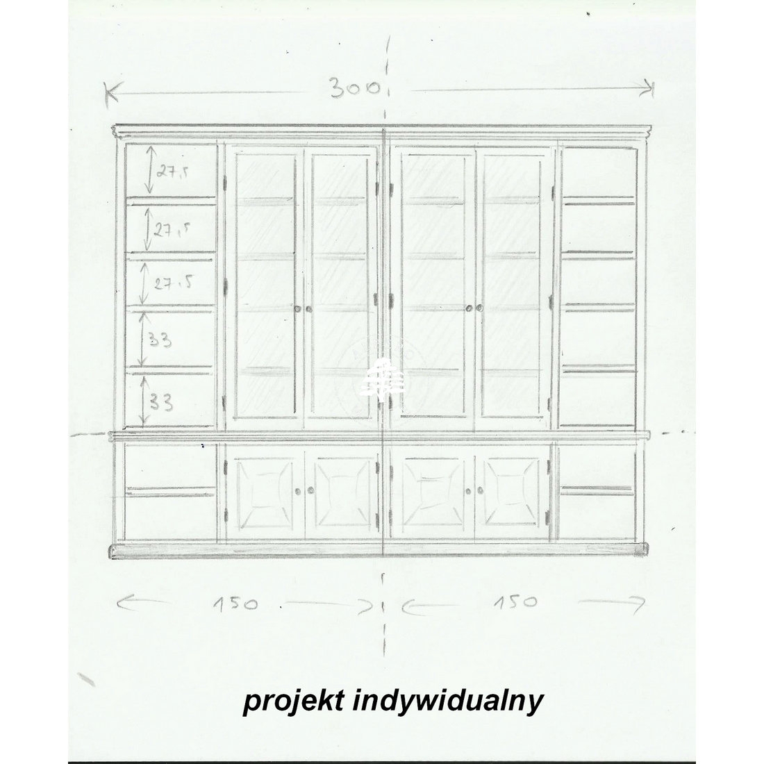 Klasyczna biblioteka z litego drewna