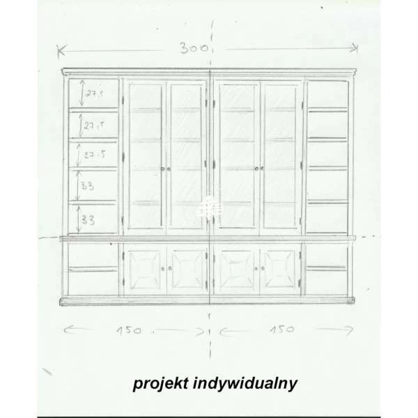 Klasyczna biblioteka z litego drewna