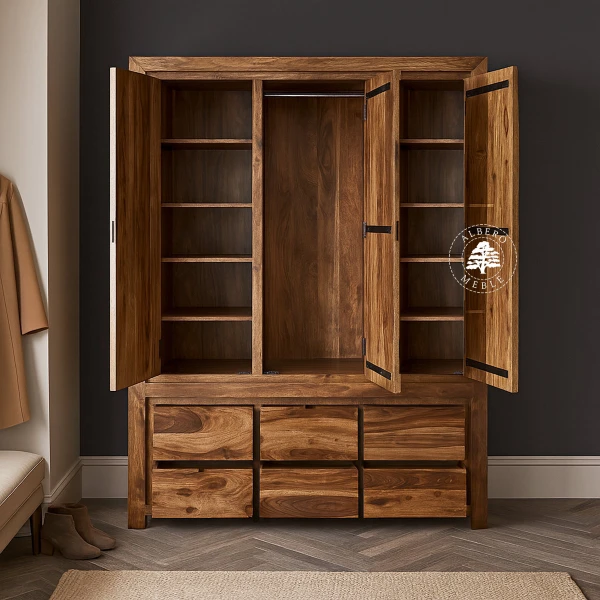 Trzydrzwiowa Drewniana Szafa w Stylu Nowoczesnym na Wymiar