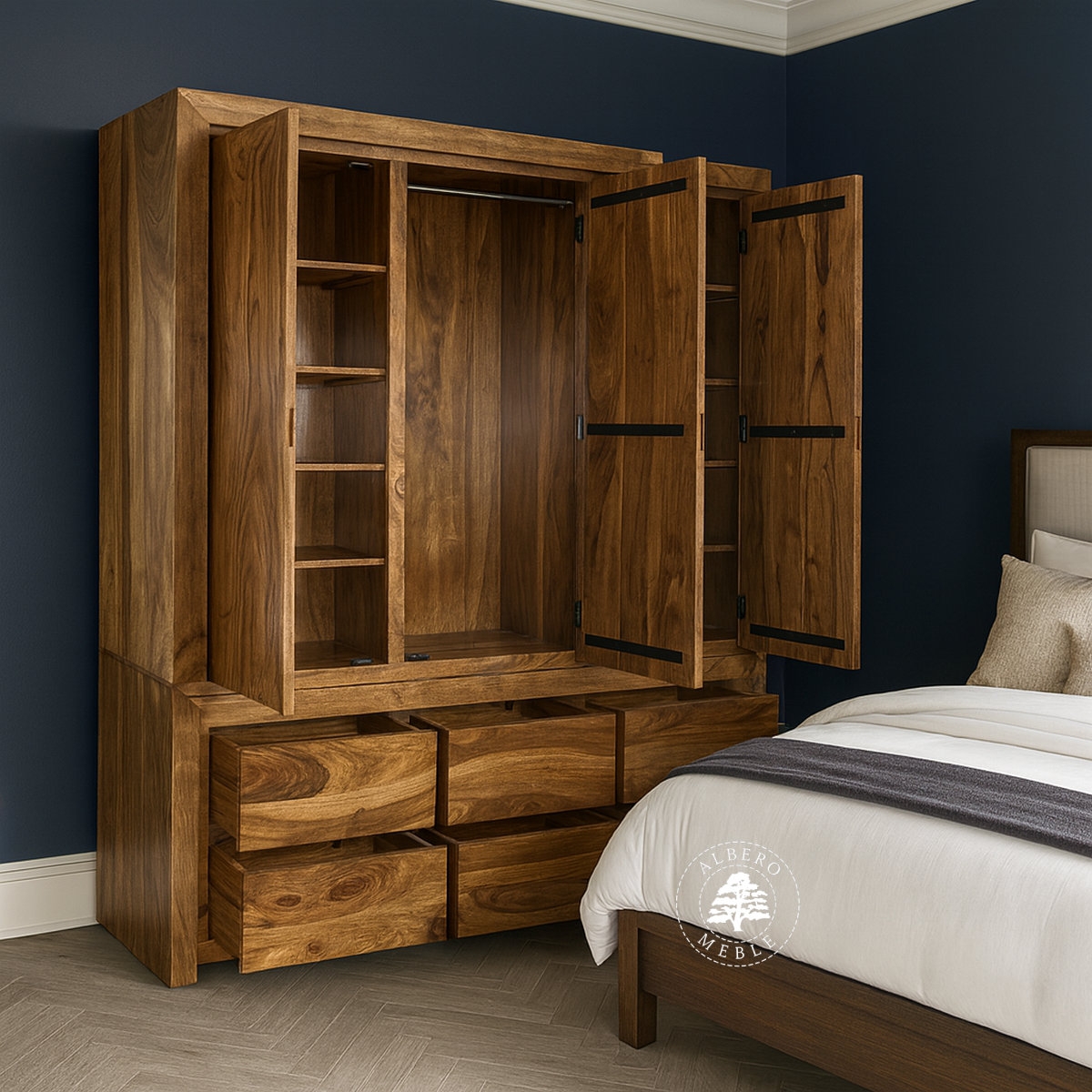 Trzydrzwiowa Drewniana Szafa w Stylu Nowoczesnym na Wymiar