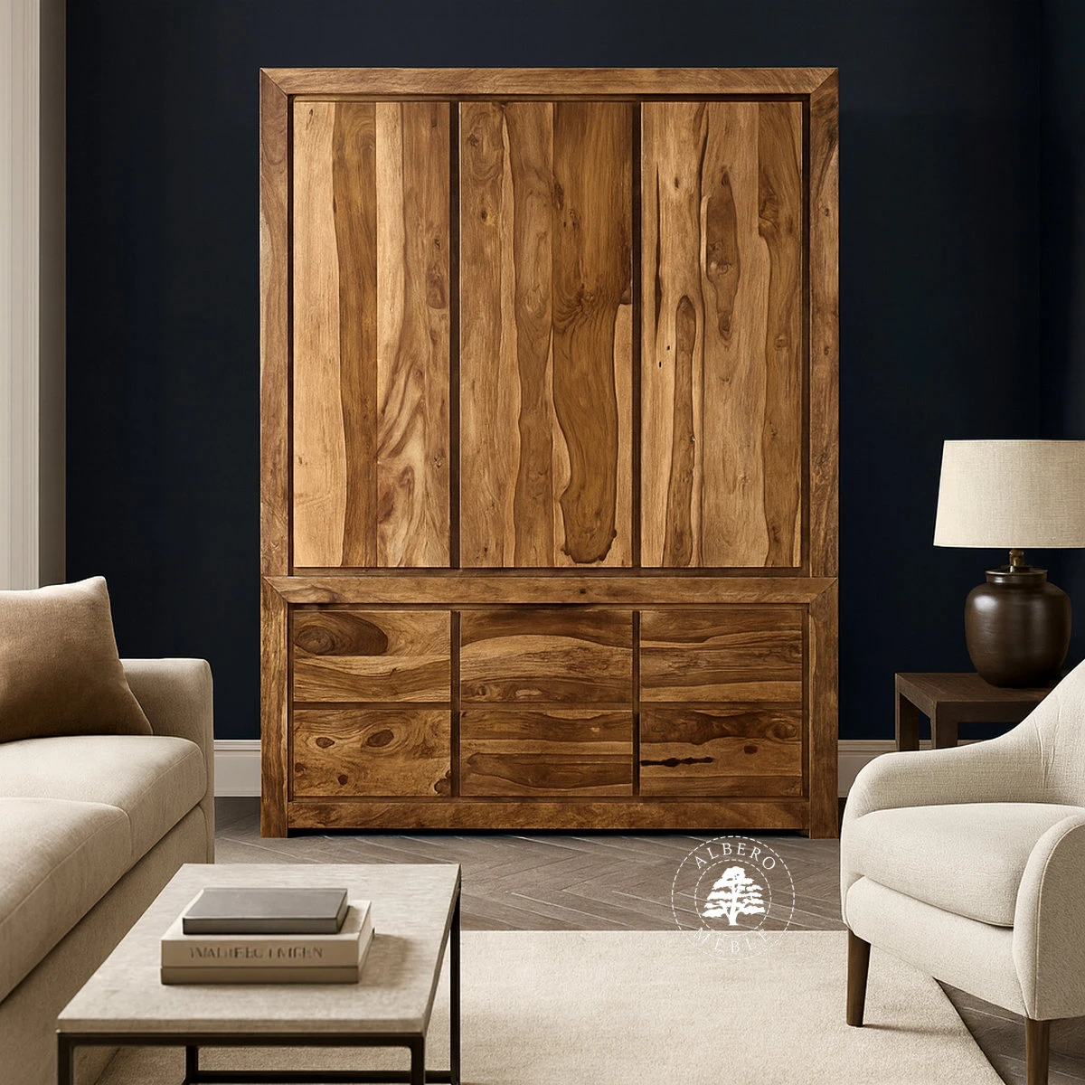 Trzydrzwiowa Drewniana Szafa w Stylu Nowoczesnym na Wymiar