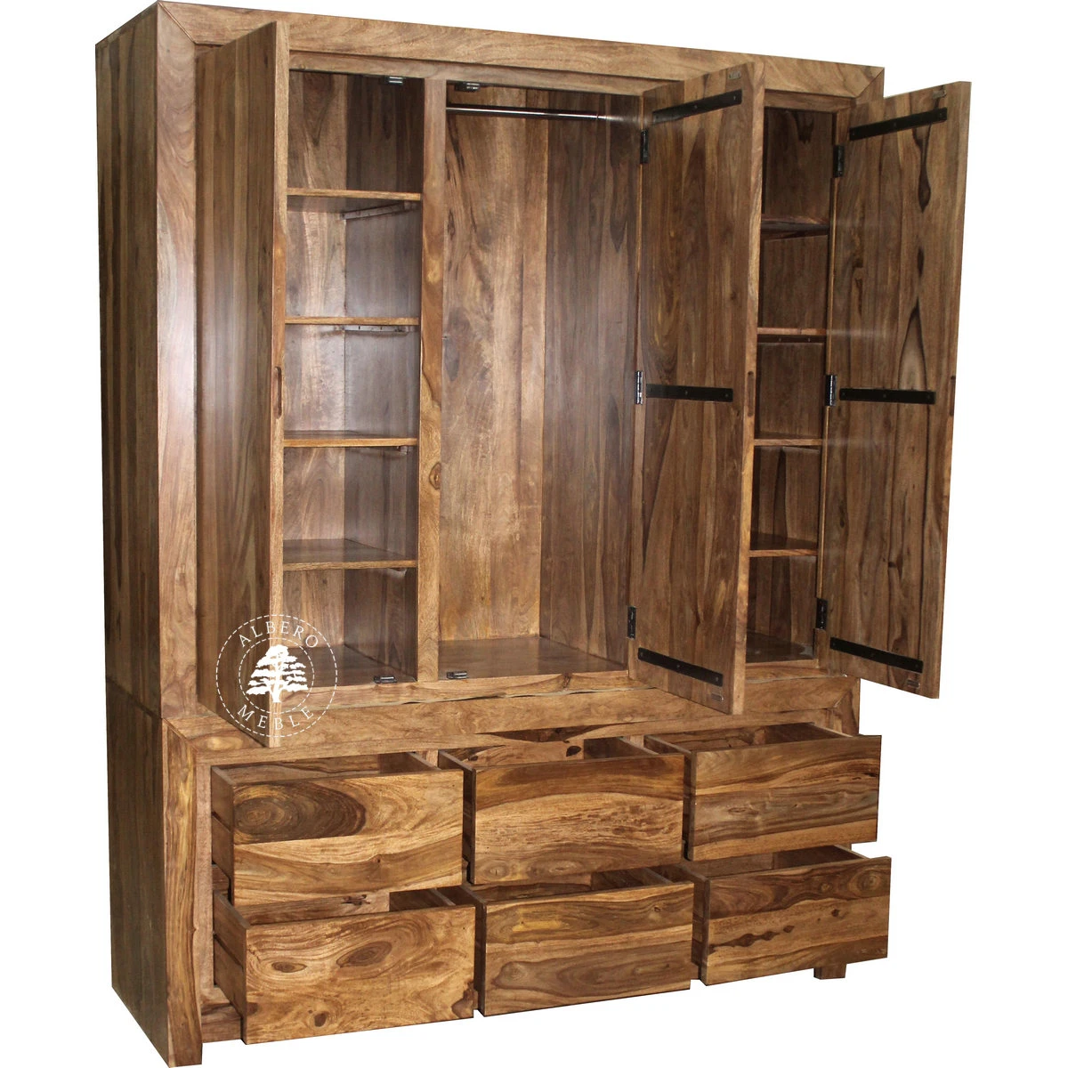 Trzydrzwiowa Drewniana Szafa w Stylu Nowoczesnym na Wymiar