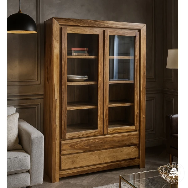 Duża witryna Goa z nowoczesnymi szufladami z drewna palisan