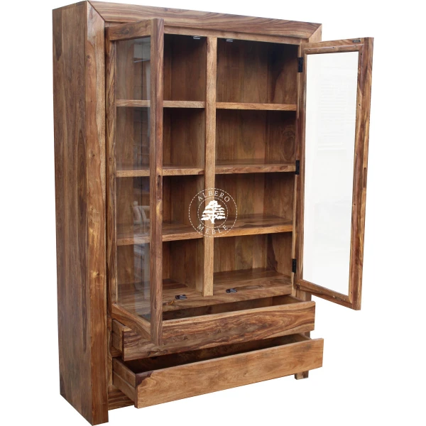 Duża witryna Goa z nowoczesnymi szufladami z drewna palisan