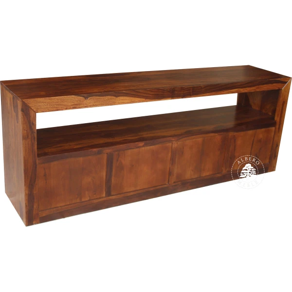 Drewniana komoda telewizyjna na wymiar z otwartym tyłem