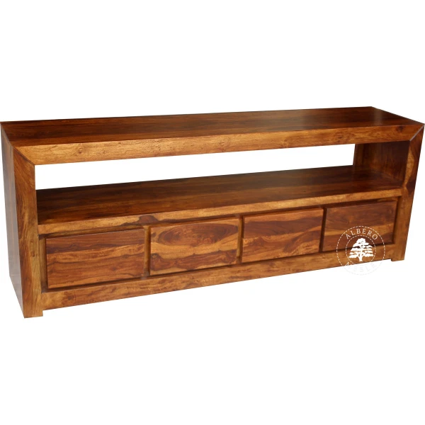 Drewniana komoda telewizyjna na wymiar z otwartym tyłem