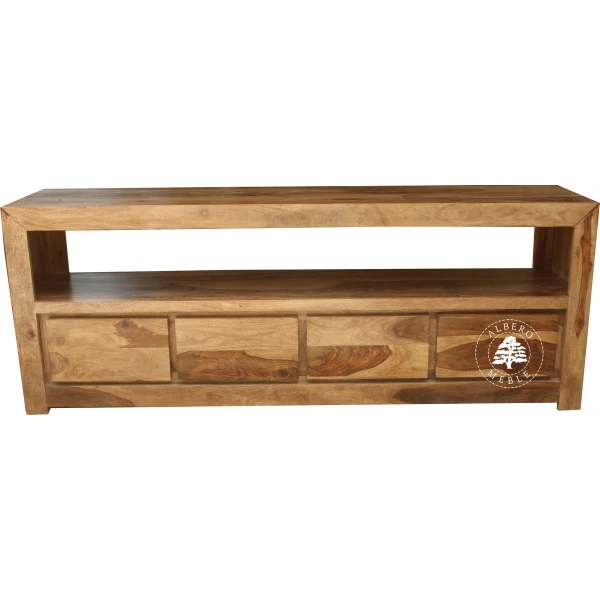 Drewniana komoda telewizyjna na wymiar z otwartym tyłem