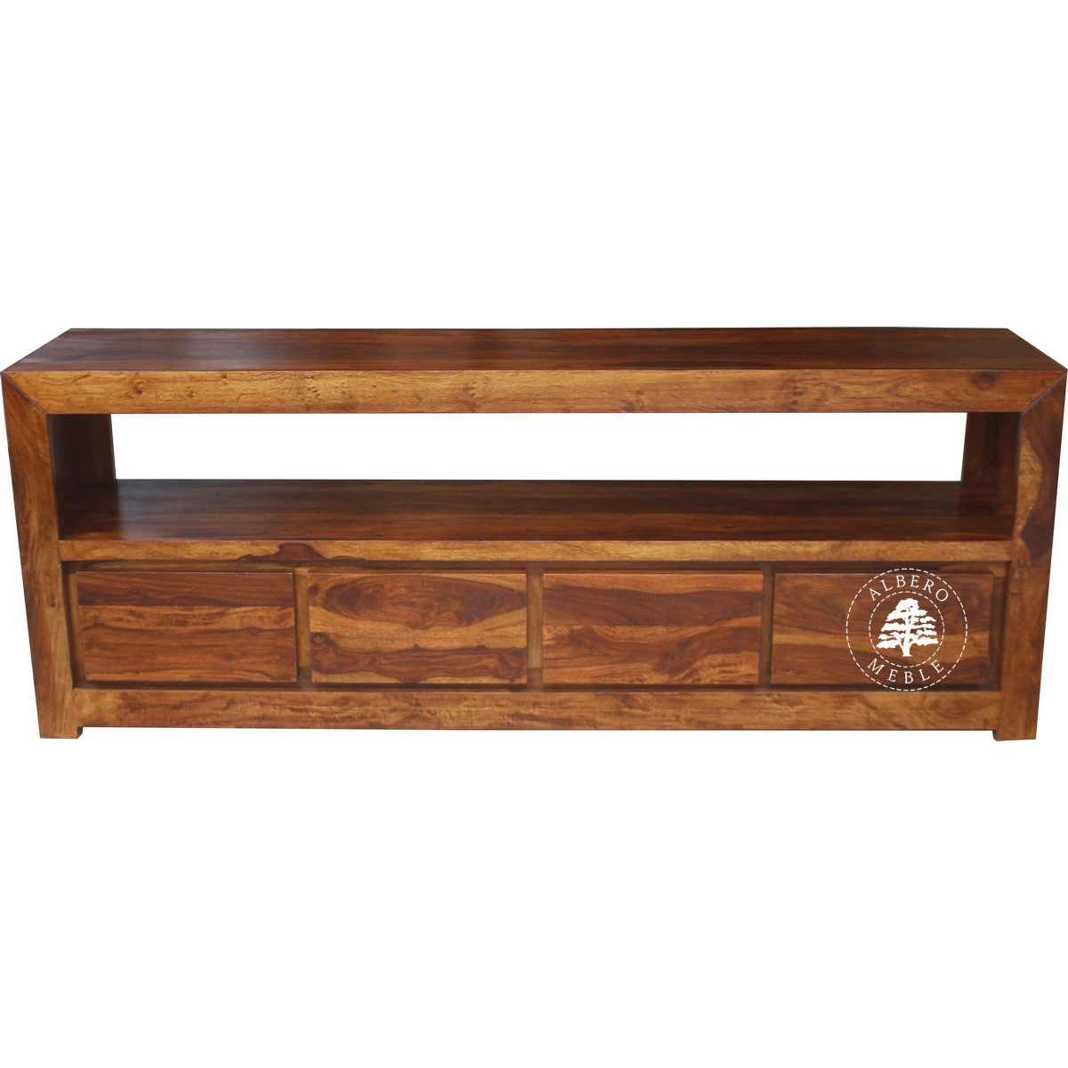 Drewniana komoda telewizyjna na wymiar z otwartym tyłem