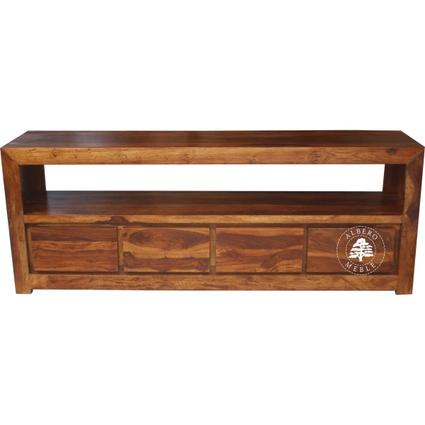 Drewniana komoda telewizyjna na wymiar z otwartym tyłem