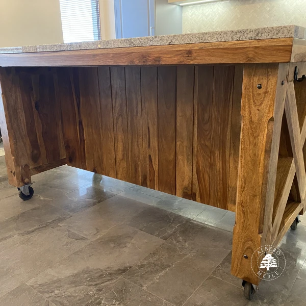 Wielofunkcyjna wyspa kuchenna z drewna naturalnego