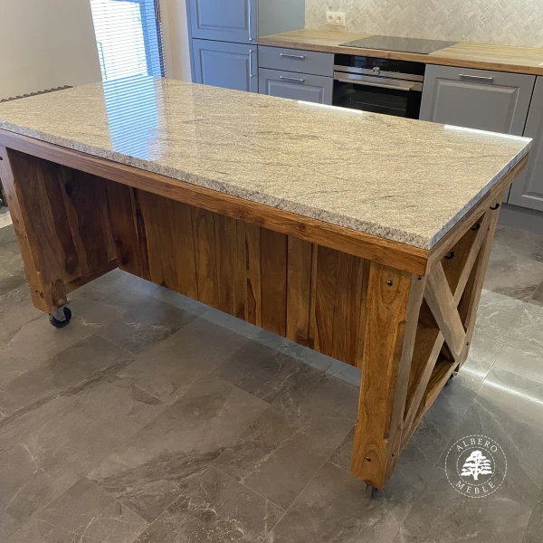 Wielofunkcyjna wyspa kuchenna z drewna naturalnego