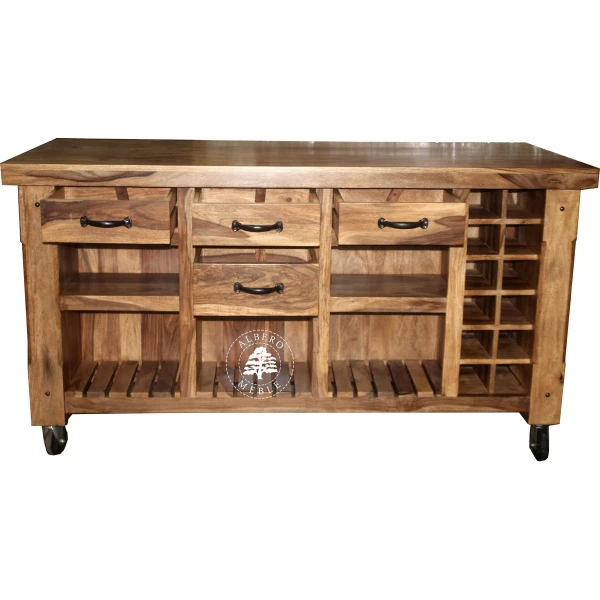 Wielofunkcyjna wyspa kuchenna z drewna naturalnego