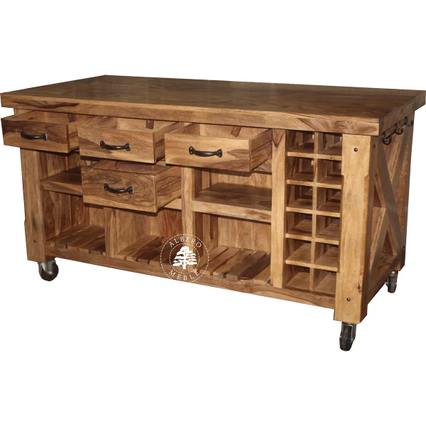 Wielofunkcyjna wyspa kuchenna z drewna naturalnego