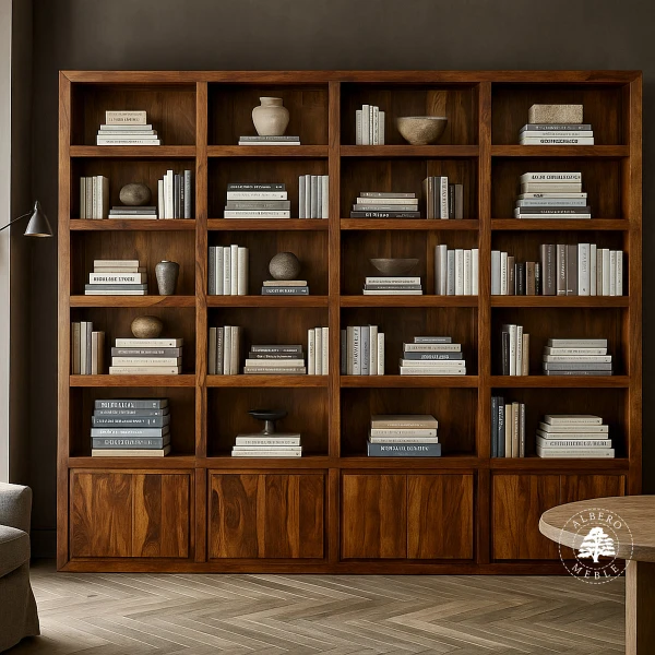 Duża, Nowoczesna Biblioteka na Zamówienie z Litego Drewna