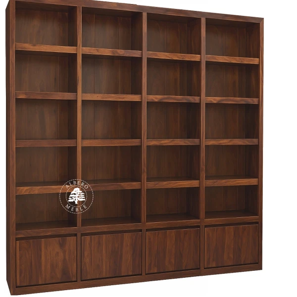 Duża, Nowoczesna Biblioteka na Zamówienie z Litego Drewna