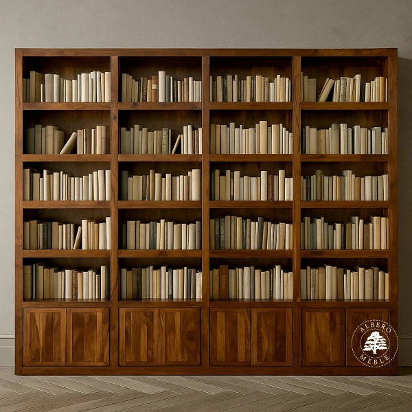 Duża, Nowoczesna Biblioteka na Zamówienie z Litego Drewna