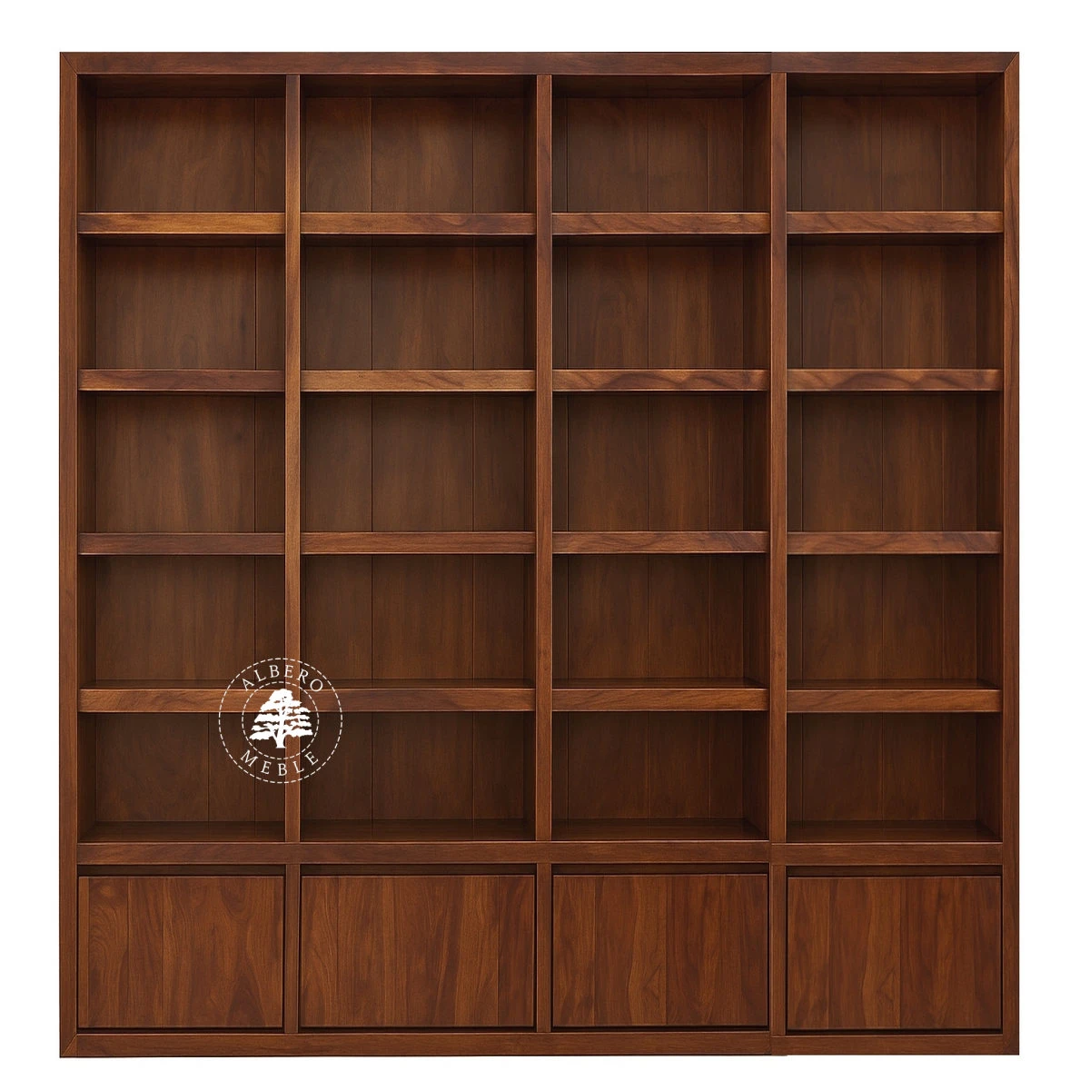 Duża, Nowoczesna Biblioteka na Zamówienie z Litego Drewna