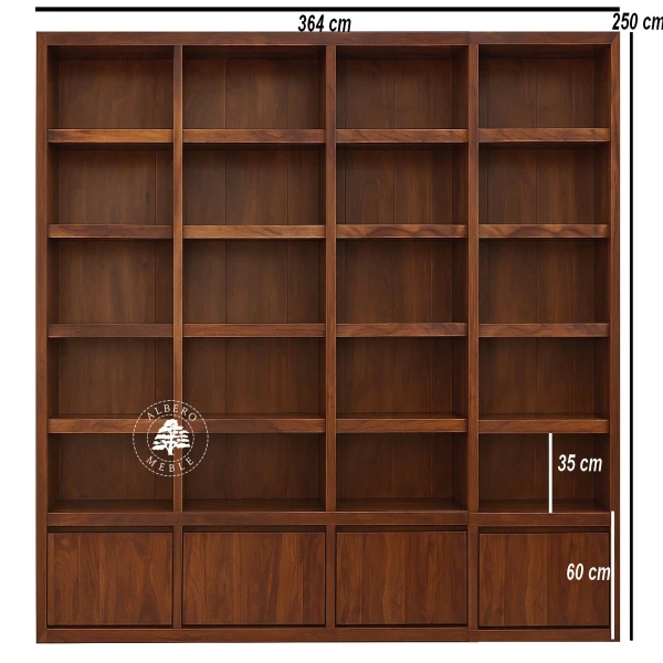 Duża, Nowoczesna Biblioteka na Zamówienie z Litego Drewna