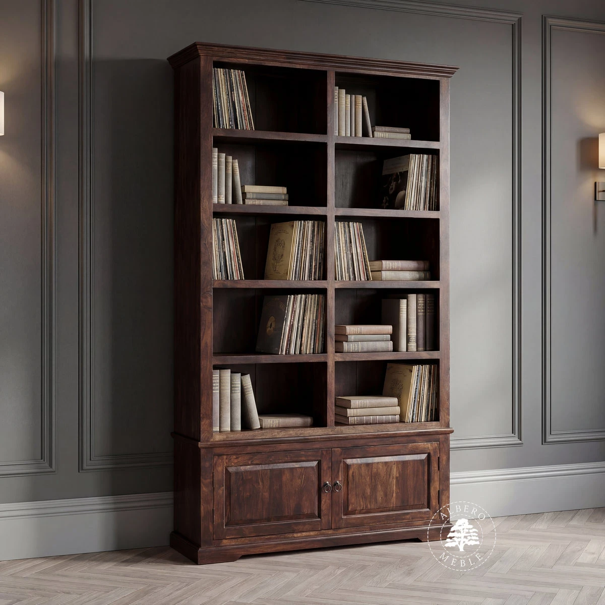 Wysoki Klasyczny Regał Gabinetowy