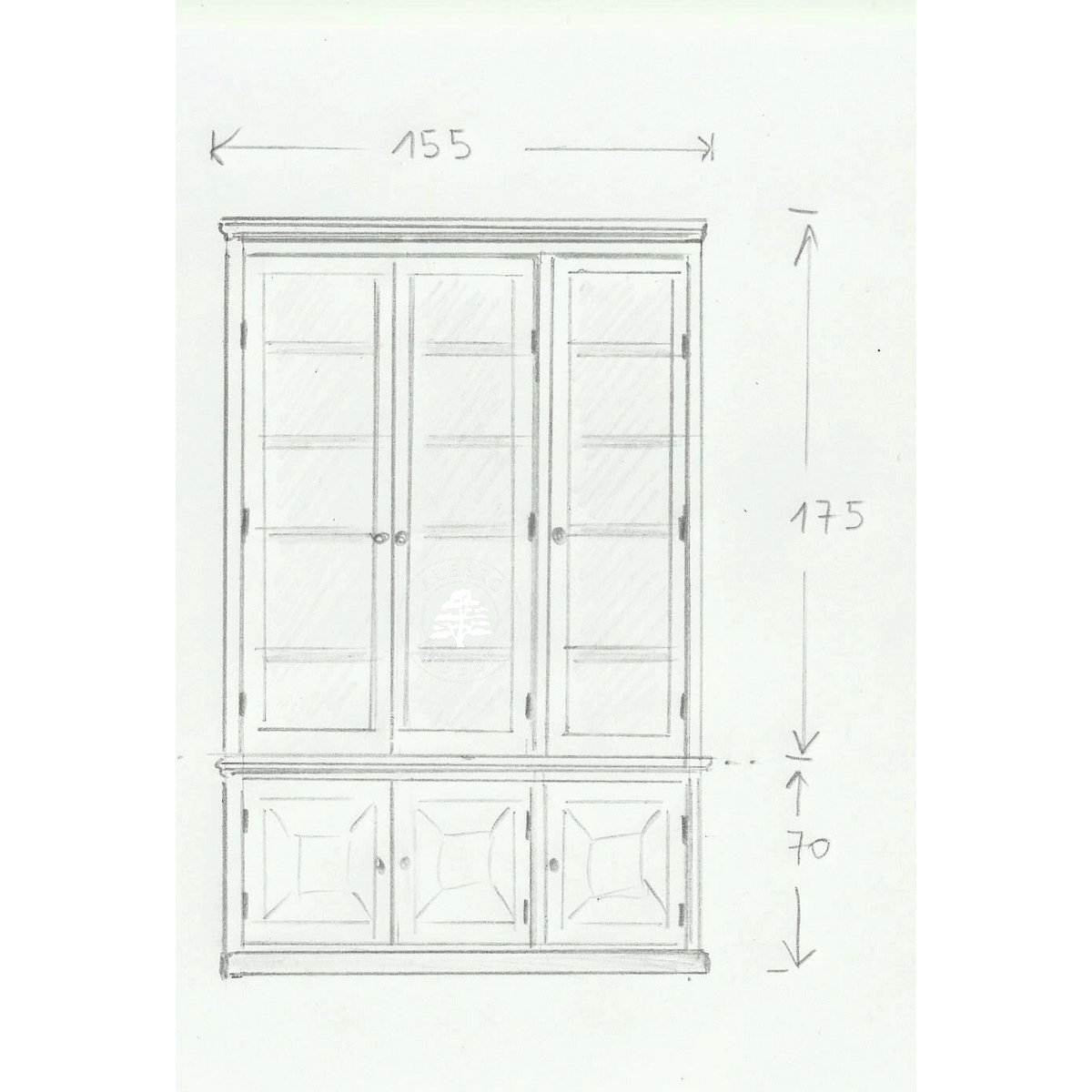 Przeszklona biblioteka z litego drewna do salonu