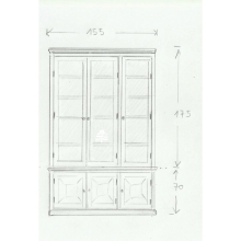 Przeszklona biblioteka z litego drewna do salonu